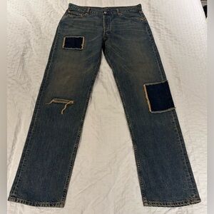 Vintage 2002 Distressed Levi’s Original 501 Red Tab Patchwork Jeans Size W36 L34
